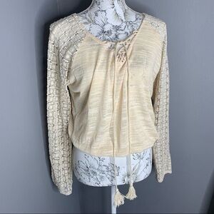 MEADOW RUE Anthro Size XS Cropped Peasant Top